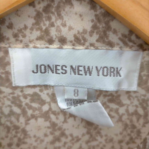 ジョーンズニューヨーク JONES NEW YORK シルク100% 総柄オープンカラーシャツ レディース 8