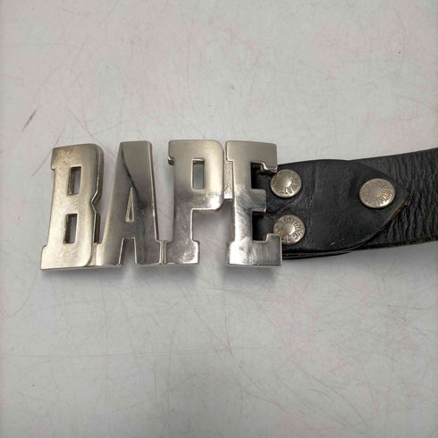 アベイシングエイプ A BATHING APE BAPE ロゴ バックル 本革 レザー ベルト メンズ M