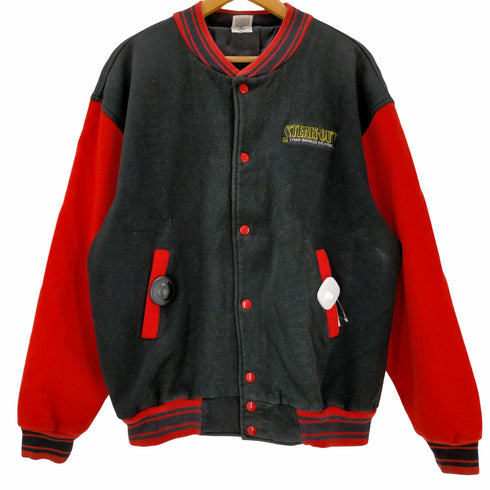 フルーツオブザルーム FRUIT OF THE LOOM SUPER COTTON STEAK-OUT 企業ロゴ 肉厚スウェット スタジャン メンズ import:L