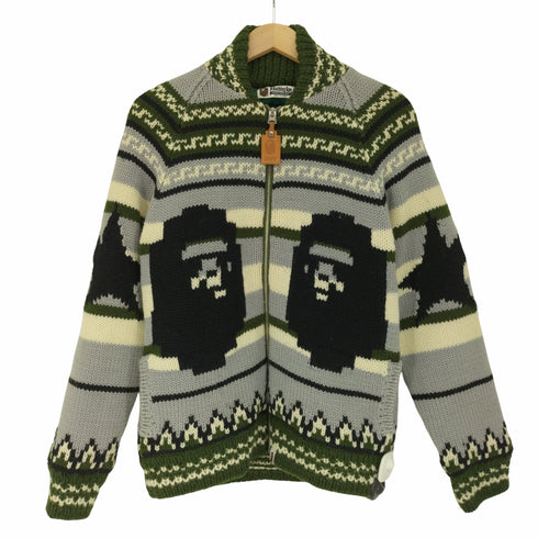 アベイシングエイプ A BATHING APE 裏地キルティング エイプヘッド ウール ニット カウチン メンズ JPN:M