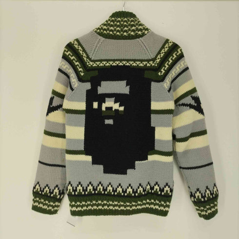 アベイシングエイプ A BATHING APE 裏地キルティング エイプヘッド ウール ニット カウチン メンズ JPN:M