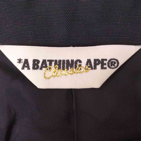 アベイシングエイプ A BATHING APE 裏地カモフラ エイプヘッド エンブレム刺繍 金ボタン ブレザー リネン コットン テーラードジャケット メンズ JPN:M