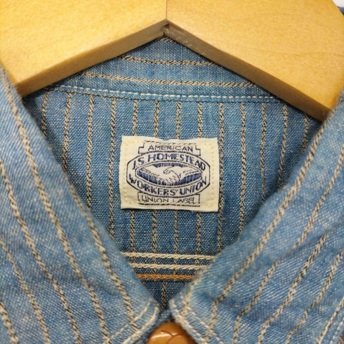 ジャーナルスタンダードホームステッド JOURNAL STANDARD J.S HOMESTEAD 三本針 マチ付き ストライプシャンブレーシャツ メンズ JPN:S