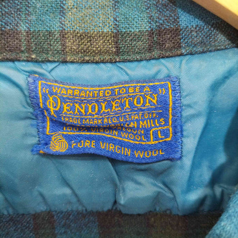ペンドルトン PENDLETON 60s USA製 ボックスシルエット オープンカラーシャツ フラップポケット チェック メンズ import:M
