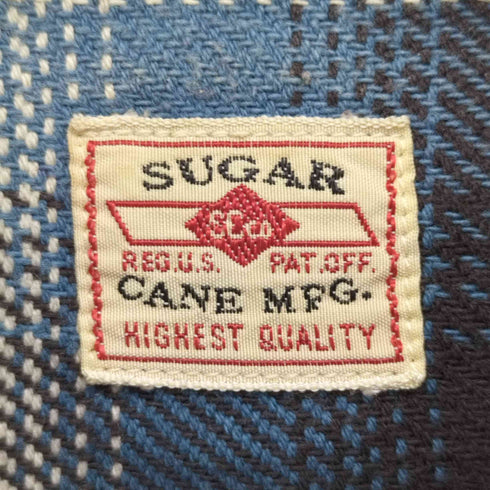 シュガーケーン SUGAR CANE ツイルチェックワークシャツ ネルシャツ 猫目ボタン メンズ JPN:M