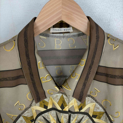 トランスワーク TRANS WORK 総柄サテンシャツ メンズ