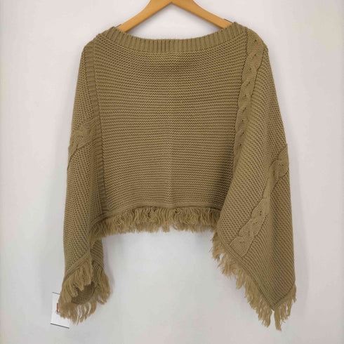 USA製 畦編み フリンジポンチョ レディース ONE SIZE