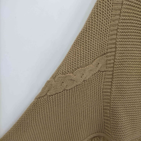 USA製 畦編み フリンジポンチョ レディース ONE SIZE
