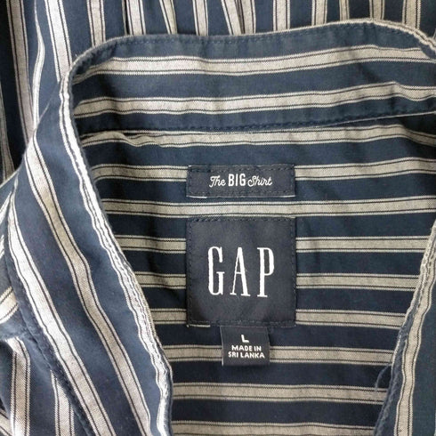 ギャップ Gap the big shirt バンドカラーストライプシャツ メンズ JPN:L