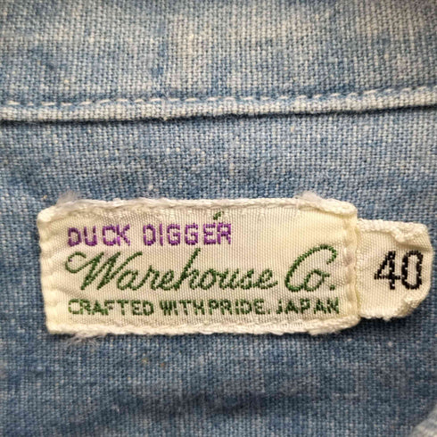 ウェアハウス WAREHOUSE ダブルポケット ハーフジップ デニム シャツ メンズ US:40