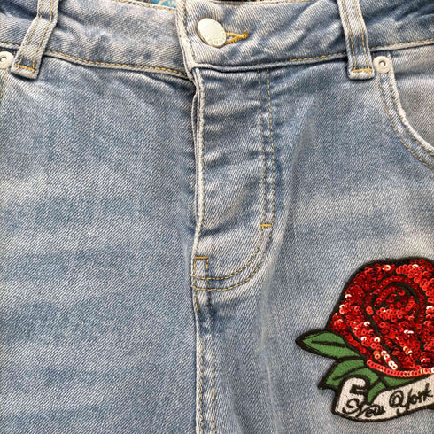 SIPER DRY ワッペン カットオフ デニムパンツ レディース US:28-29