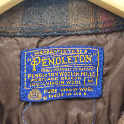 ペンドルトン PENDLETON 60s USA製 ボックスシルエット オープンカラーシャツ フラップポケット チェック メンズ import:M