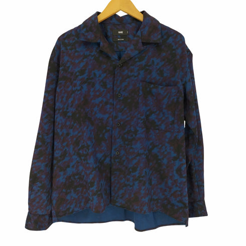 ハレ HARE 総柄 L/S サテン オープンカラー シャツ メンズ JPN:S