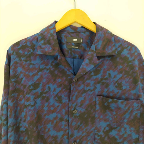 ハレ HARE 総柄 L/S サテン オープンカラー シャツ メンズ JPN:S