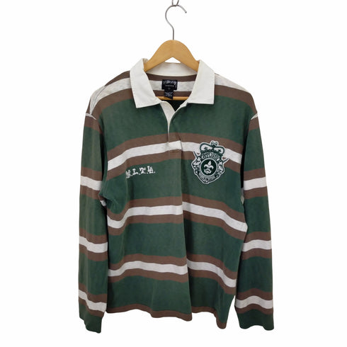 ステューシー Stussy エンブレムワッペン付きラガーシャツ メンズ L