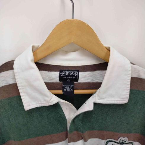 ステューシー Stussy エンブレムワッペン付きラガーシャツ メンズ L