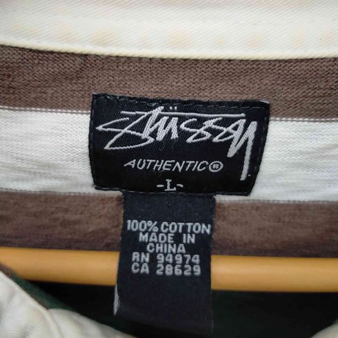 ステューシー Stussy エンブレムワッペン付きラガーシャツ メンズ L