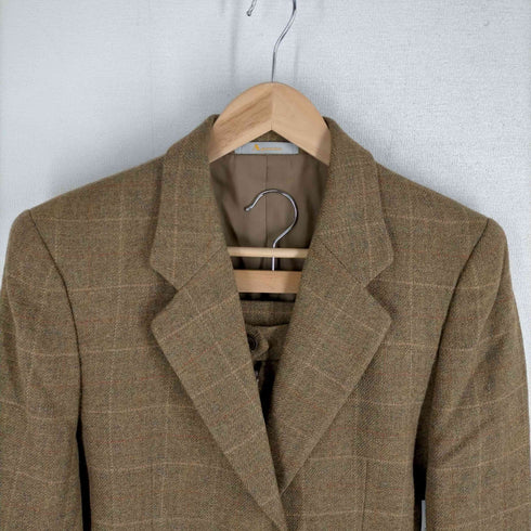 アクアスキュータム AQUASCUTUM チェック柄ウール2Bテーラードジャケット スカート レディース
