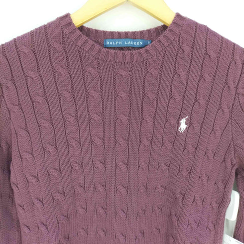 ラルフローレン RALPH LAUREN ポニー刺繍 ケーブル編み クルーネックコットンニット レディース JPN:S
