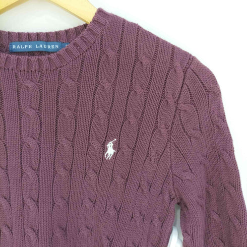 ラルフローレン RALPH LAUREN ポニー刺繍 ケーブル編み クルーネックコットンニット レディース JPN:S
