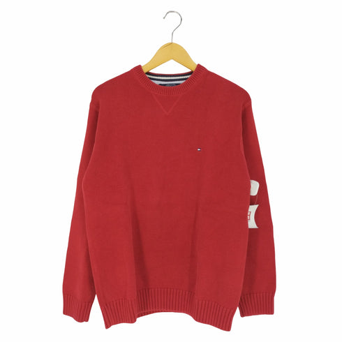トミーヒルフィガー TOMMY HILFIGER ロゴ刺繍 クルーネックコットンニット メンズ import:M