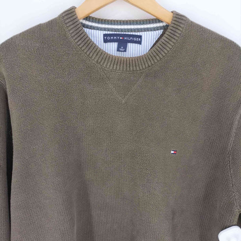 トミーヒルフィガー TOMMY HILFIGER ロゴ刺繍 クルーネックコットンニット メンズ import:M