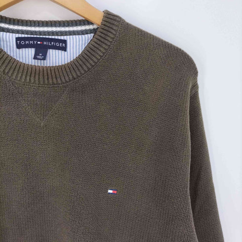トミーヒルフィガー TOMMY HILFIGER ロゴ刺繍 クルーネックコットンニット メンズ import:M