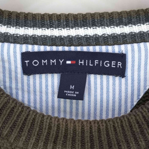 トミーヒルフィガー TOMMY HILFIGER ロゴ刺繍 クルーネックコットンニット メンズ import:M