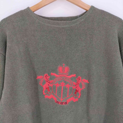 トミーヒルフィガー TOMMY HILFIGER フロント刺繍 リネンコットン クルーネックニット メンズ import:M