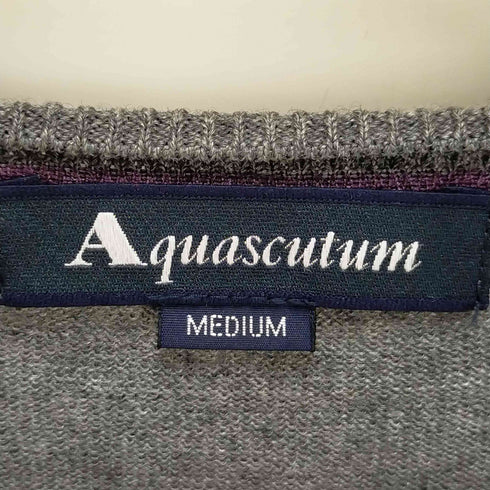 アクアスキュータム AQUASCUTUM ワンポイント刺繍シルク混カーディガン メンズ M