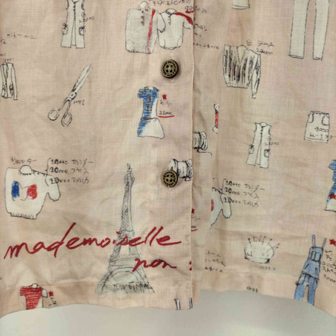 マドモアゼルノンノン mademoiselle non non 総柄リネン 七分丈シャツ レディース JPN:40