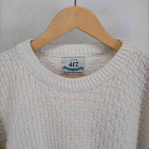 ヴァンヒューゼン VAN HEUSEN 90S USA製 417 カギ編みコットンニット メンズ import:L