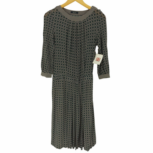 アクアスキュータム AQUASCUTUM 総柄 肩ボタン L/S ロング ワンピース レディース
