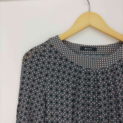 アクアスキュータム AQUASCUTUM 総柄 肩ボタン L/S ロング ワンピース レディース