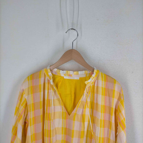 スローブイエナ SLOBE IENA pondichery フリルカラーチェック スキッパーワンピース レディース
