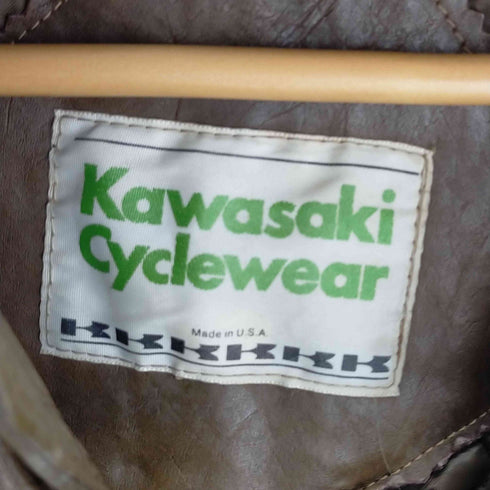 KAWASAKI CYCLEWEAR USA製 SCOVILLジップ 裏地キルティングライダースジャケット メンズ