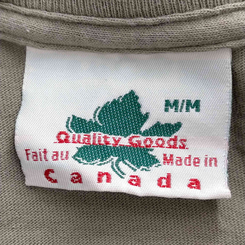 QUALITY GOODS 90S CANADA製 刺繍ロゴ クルーナック 半袖Tシャツ メンズ