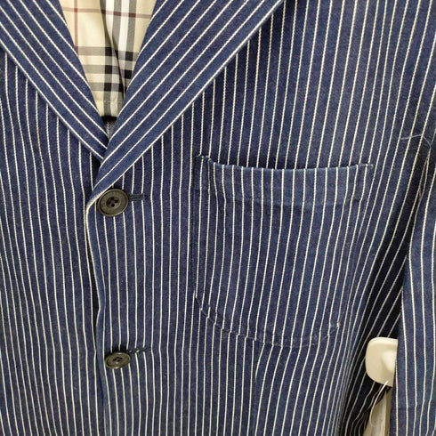 バーバリーブラックレーベル BURBERRY BLACK LABEL ヒッコリー柄デニムジャケット メンズ L