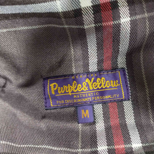 パープルアンドイエロー Purple&Yellow チェックデニム切替ロングコート メンズ import:M