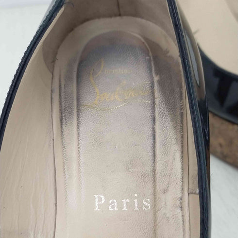 クリスチャンルブタン CHRISTIAN LOUBOUTIN コルク切替エナメル厚底パンプス レディース 37