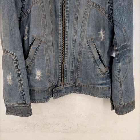 ドルチェアンドガッバーナ DOLCE&GABBANA クラッシュ バイカーデニム ブルゾン メンズ EUR:46