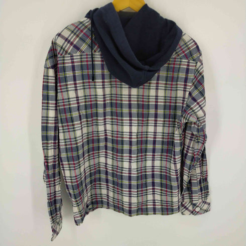 パープルアンドイエロー Purple&Yellow マドラスチェック 裏毛フードシャツ メンズ import:M