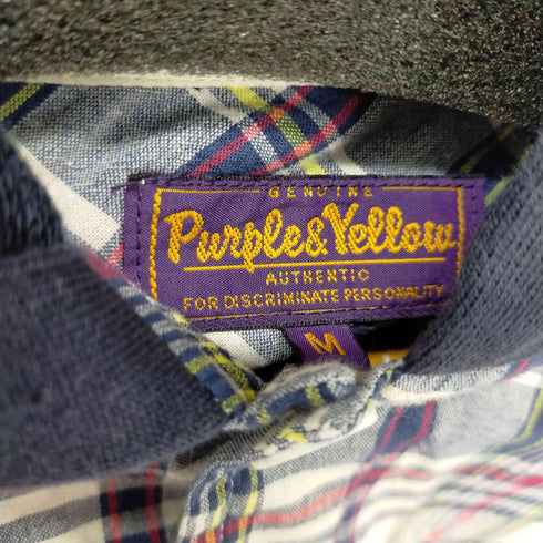 パープルアンドイエロー Purple&Yellow マドラスチェック 裏毛フードシャツ メンズ import:M