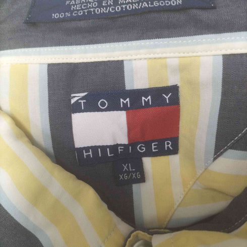 トミーヒルフィガー TOMMY HILFIGER 00S ワンポイント刺繍 ストライプ L/S ボタンダウン シャツ メンズ import:XL