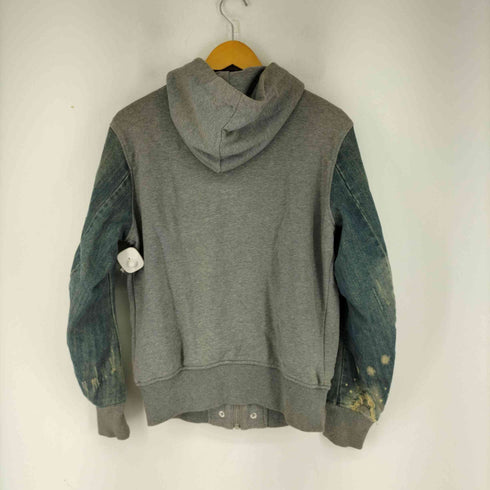 ディーゼル DIESEL ダメージデニム x スウェット ジップアップフーディブルゾン ハトメ メンズ import:S