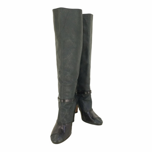 メゾンマルタンマルジェラ Maison Martin Margiela 22 レザー切替 サイドバックルベルト ヒールロングブーツ レディース 38 1/2