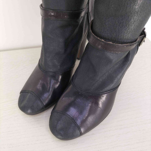 メゾンマルタンマルジェラ Maison Martin Margiela 22 レザー切替 サイドバックルベルト ヒールロングブーツ レディース 38 1/2