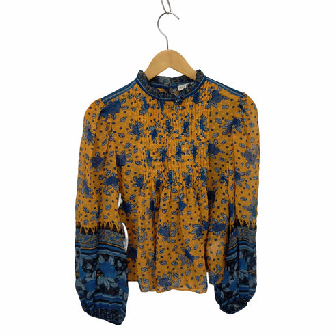 ウラ ジョンソン ulla johnson 総柄 ロングスリーブ シルクブラウス レディース JPN:4