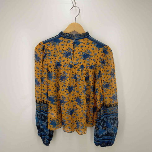 ウラ ジョンソン ulla johnson 総柄 ロングスリーブ シルクブラウス レディース JPN:4