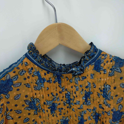 ウラ ジョンソン ulla johnson 総柄 ロングスリーブ シルクブラウス レディース JPN:4